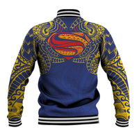 Super Samoan Traditional Tribal Art Tattoos Baseball Jacket Blue Color - Polynesian Pride