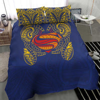 Super Samoan Traditional Tribal Art Tattoos Bedding Set Blue Color - Polynesian Pride