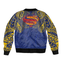 Super Samoan Traditional Tribal Art Tattoos Bomber Jacket Blue Color - Polynesian Pride