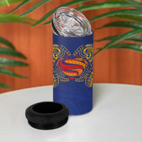 Super Samoan Traditional Tribal Art Tattoos 4 in 1 Can Cooler Tumbler Blue Color - Polynesian Pride