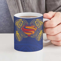 Super Samoan Traditional Tribal Art Tattoos Ceramic Mug Blue Color - Polynesian Pride