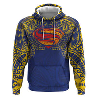 Super Samoan Traditional Tribal Art Tattoos Hoodie Blue Color - Polynesian Pride