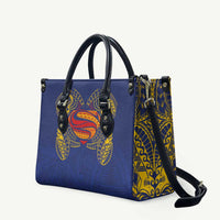 Super Samoan Traditional Tribal Art Tattoos Leather Bag Blue Color - Polynesian Pride