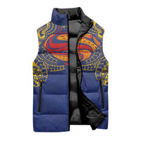 Super Samoan Traditional Tribal Art Tattoos Sleeveless Puffer Jacket Blue Color - Polynesian Pride