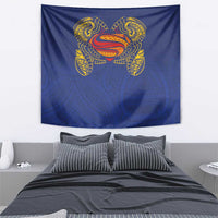 Super Samoan Traditional Tribal Art Tattoos Tapestry Blue Color - Polynesian Pride
