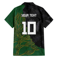 Custom Aotearoa South Africa Rugby Freedom Cup Family Matching Off Shoulder Maxi Dress and Hawaiian Shirt Kiwi Warriors Haka with King Protea Symbol - Polynesian Pride