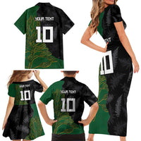 Custom Aotearoa South Africa Rugby Freedom Cup Family Matching Short Sleeve Bodycon Dress and Hawaiian Shirt Kiwi Warriors Haka with King Protea Symbol LT03 - Polynesian Pride