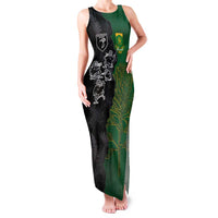Custom Aotearoa South Africa Rugby Freedom Cup Family Matching Tank Maxi Dress and Hawaiian Shirt Kiwi Warriors Haka with King Protea Symbol - Polynesian Pride