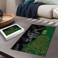 Aotearoa South Africa Rugby Freedom Cup Puzzle Kiwi Warriors Haka with King Protea Symbol - Polynesian Pride