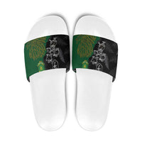 Aotearoa South Africa Rugby Freedom Cup Slide Sandals Kiwi Warriors Haka with King Protea Symbol - Polynesian Pride