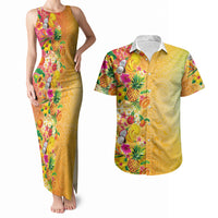 Hawaiian Tropical Fruits and Plants Couples Matching Tank Maxi Dress and Hawaiian Shirt Kakau Pattern Summer Vibe