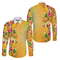 Hawaiian Tropical Fruits and Plants Family Matching Puletasi and Hawaiian Shirt Kakau Pattern Summer Vibe