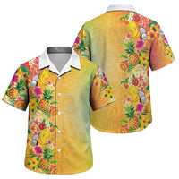 Hawaiian Tropical Fruits and Plants Family Matching Puletasi and Hawaiian Shirt Kakau Pattern Summer Vibe
