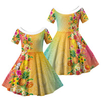 Hawaiian Tropical Fruits and Plants Family Matching Tank Maxi Dress and Hawaiian Shirt Kakau Pattern Summer Vibe
