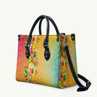 Hawaiian Tropical Fruits and Plants Leather Bag Kakau Pattern Summer Vibe