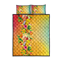 Hawaiian Tropical Fruits and Plants Quilt Bed Set Kakau Pattern Summer Vibe