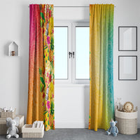 Hawaiian Tropical Fruits and Plants Window Curtain Kakau Pattern Summer Vibe