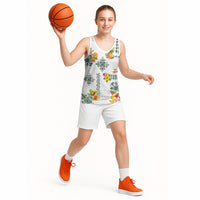 Hawaiian Quilts Basketball Jersey Tropical Fruits and Plants