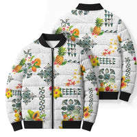 Hawaiian Quilts Bomber Puffer Jacket Tropical Fruits and Plants