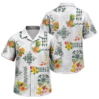 Hawaiian Quilts Family Matching Long Sleeve Bodycon Dress and Hawaiian Shirt Tropical Fruits and Plants