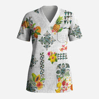 Hawaiian Quilts Scrub Top Tropical Fruits and Plants