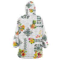 Hawaiian Quilts Wearable Blanket Hoodie Tropical Fruits and Plants