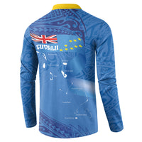 Tuvalu Heritage Button Sweatshirt Map of the Islands and Polynesia Pattern