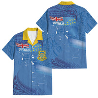 Tuvalu Heritage Family Matching Tank Maxi Dress and Hawaiian Shirt Map of the Islands and Polynesia Pattern