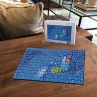Tuvalu Heritage Puzzle Map of the Islands and Polynesia Pattern