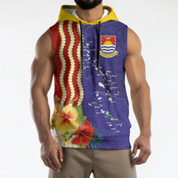 Kiribati Heritage Sleeveless Hoodie Map of the Islands and Polynesia Pattern