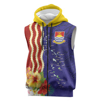 Kiribati Heritage Sleeveless Zip Hoodie Map of the Islands and Polynesia Pattern