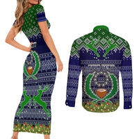 personalised-pohnpei-state-christmas-couples-matching-short-sleeve-bodycon-dress-and-long-sleeve-button-shirts-coat-of-arms-beautiful-merry-xmas-snowflake