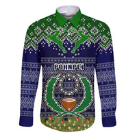 personalised-pohnpei-state-christmas-family-matching-mermaid-dress-and-hawaiian-shirt-coat-of-arms-beautiful-merry-xmas-snowflake