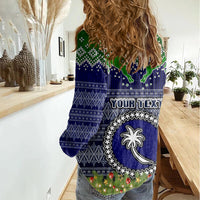 Personalised Chuuk State Christmas Women Casual Shirt Coat of Arms Beautiful Merry Xmas Snowflake LT03 - Polynesian Pride