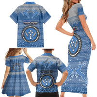 personalised-kosrae-christmas-family-matching-short-sleeve-bodycon-dress-and-hawaiian-shirt-coat-of-arms-beautiful-merry-xmas-snowflake