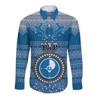 yap-christmas-long-sleeve-button-shirt-coat-of-arms-beautiful-merry-xmas-snowflake