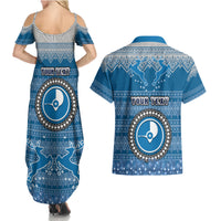 Personalised Yap Christmas Couples Matching Summer Maxi Dress and Hawaiian Shirt Coat of Arms Beautiful Merry Xmas Snowflake LT03 - Polynesian Pride
