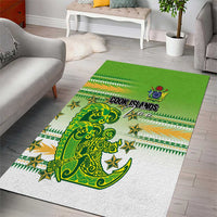 Cook Islands Va'a Race Area Rug Te Tatau Tattoos Sporty Style Green-White Color - Polynesian Pride