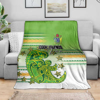 Cook Islands Va'a Race Blanket Te Tatau Tattoos Sporty Style Green-White Color - Polynesian Pride