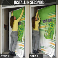 Personalised Cook Islands Va'a Race Door Cover Te Tatau Tattoos Sporty Style Green-White Color - Polynesian Pride