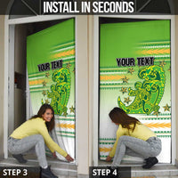 Personalised Cook Islands Va'a Race Door Cover Te Tatau Tattoos Sporty Style Green-White Color - Polynesian Pride