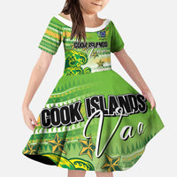 Personalised Cook Islands Va'a Race Family Matching Puletasi and Hawaiian Shirt Te Tatau Tattoos Sporty Style Green-White Color - Polynesian Pride