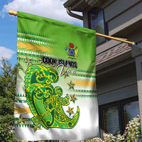 Cook Islands Va'a Race Garden Flag Te Tatau Tattoos Sporty Style Green-White Color - Polynesian Pride