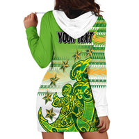 Personalised Cook Islands Va'a Race Hoodie Dress Te Tatau Tattoos Sporty Style Green-White Color - Polynesian Pride