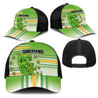 Cook Islands Va'a Race Mesh Trucker Cap Te Tatau Tattoos Sporty Style Green-White Color - Polynesian Pride
