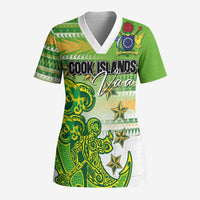 Personalised Cook Islands Va'a Race Scrub Top Te Tatau Tattoos Sporty Style Green-White Color - Polynesian Pride