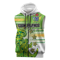 Personalised Cook Islands Va'a Race Sleeveless Zip Hoodie Te Tatau Tattoos Sporty Style Green-White Color LT03 Green - Polynesian Pride