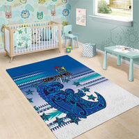 Cook Islands Va'a Race Area Rug Te Tatau Tattoos Sporty Style Light Blue Color - Polynesian Pride