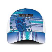 Cook Islands Va'a Race Baseball Net Cap Te Tatau Tattoos Sporty Style Light Blue Color - Polynesian Pride