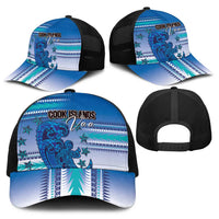 Cook Islands Va'a Race Baseball Net Cap Te Tatau Tattoos Sporty Style Light Blue Color - Polynesian Pride